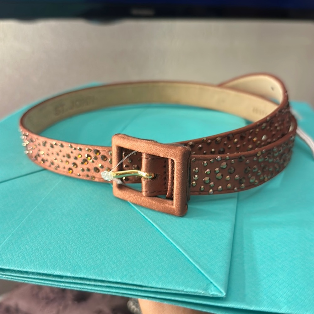 NWOT ST JOHN Brown Swarovski EMBELLISHED BELT